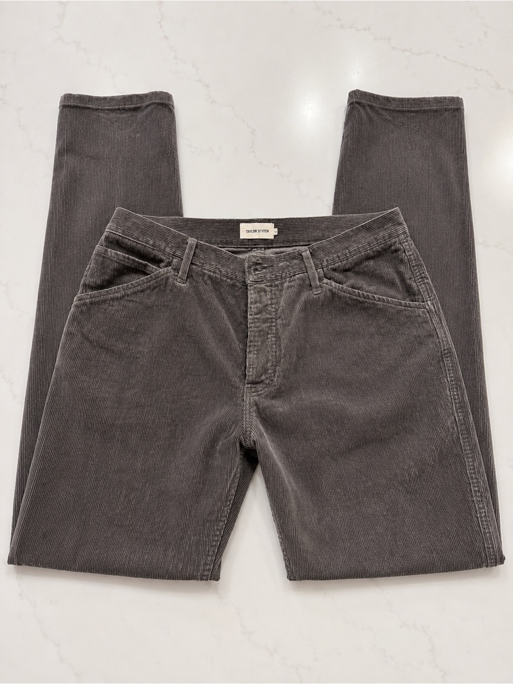 Taylor Stitch Gray Corduroy Straight Leg Pants Size 35